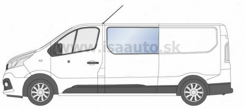Bočné ľavé pevné okno - lepené FIAT TALENTO / RENAULT TRAFIC / OPEL VIVARO 2014--